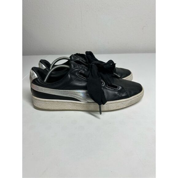 Puma Basket Heart Womens Size 10 Black White 363626 01 - Picture 1 of 12